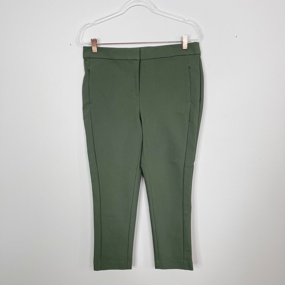 New LOFT Size 10P Olive Green High Waist Crop Pants Spring Petite Cotton Stretch